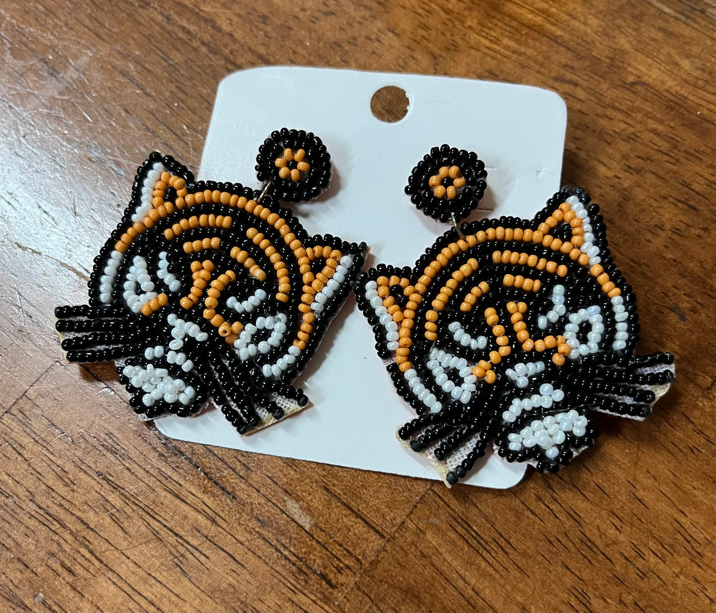 Beaded Tiger Earrings