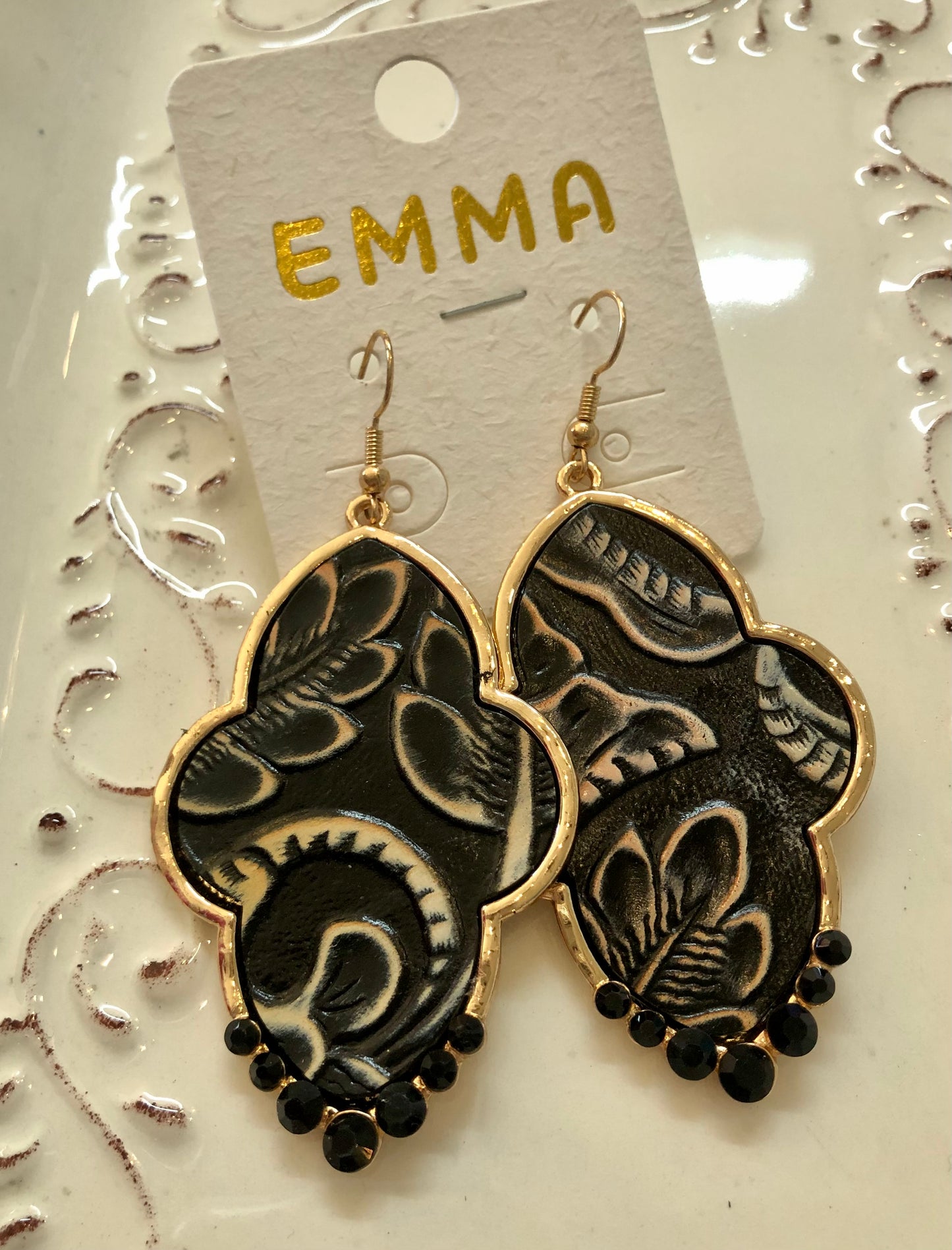 Leather & Gold Earrings