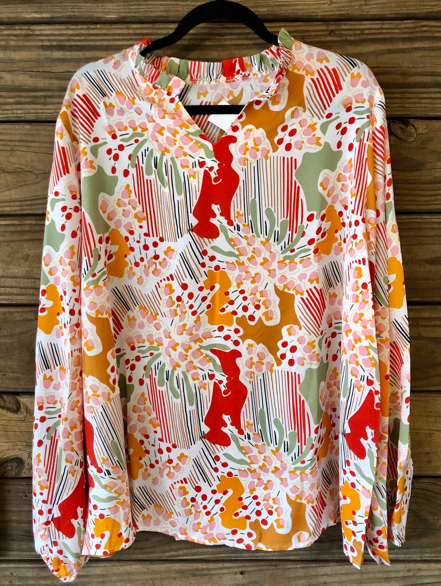 Floral Orange Mix Long Sleeve Top