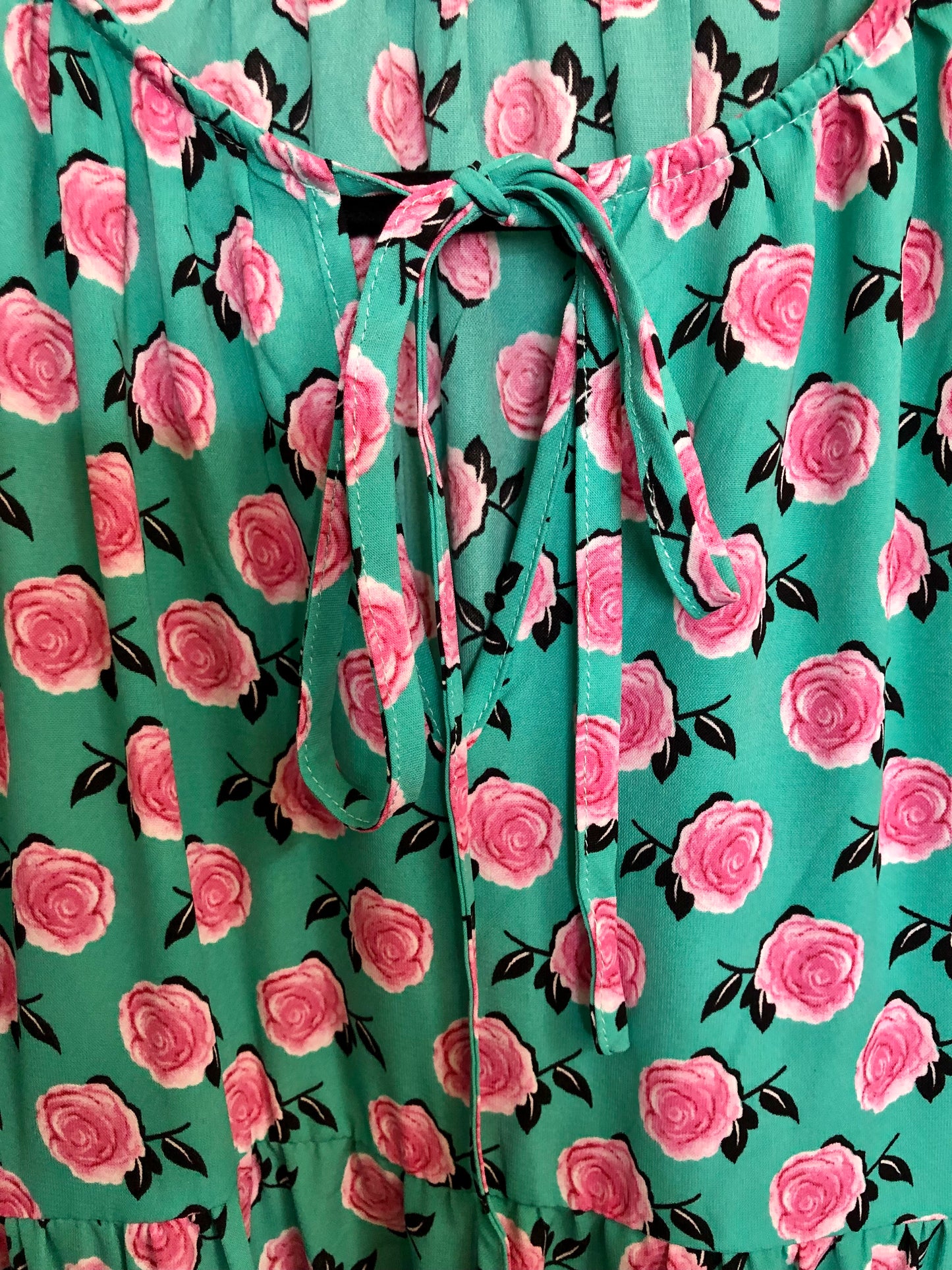 Mint Floral with Roses Maxi Dress