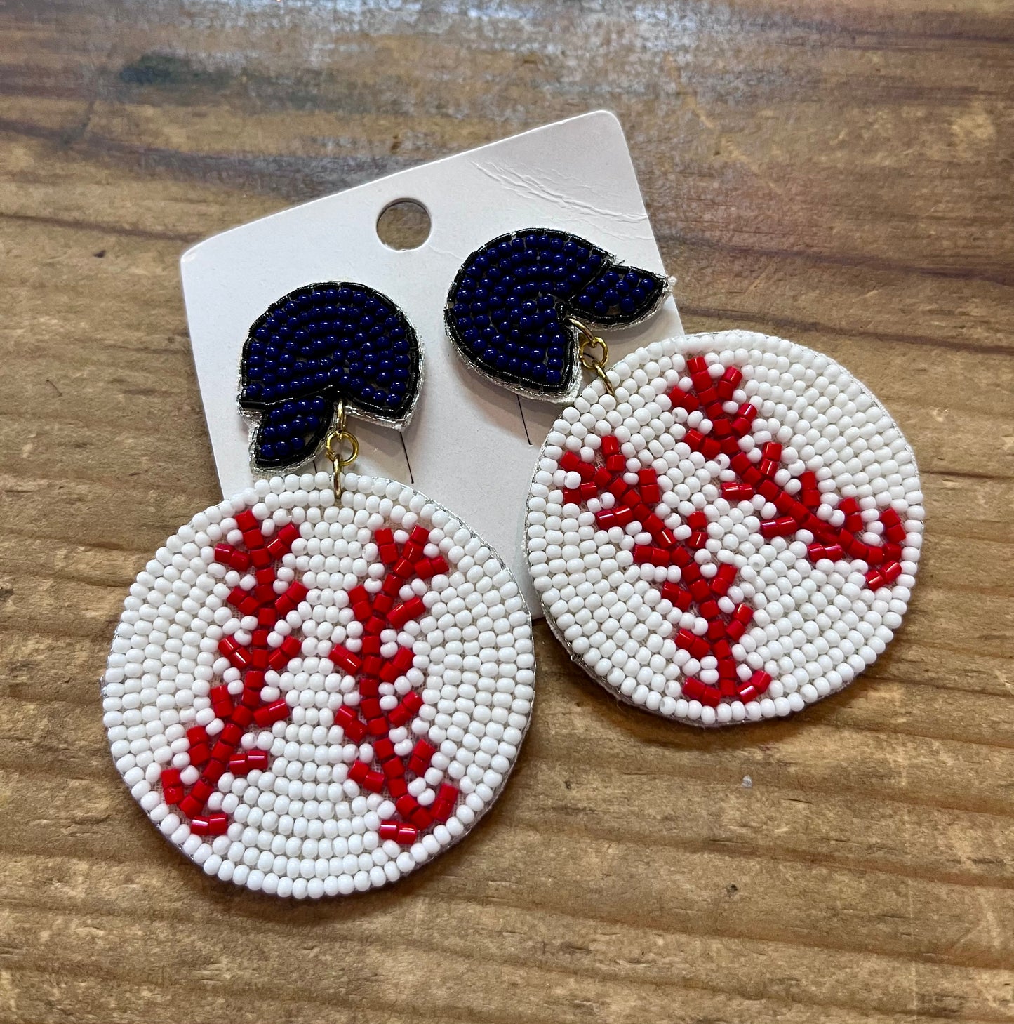 Baseball Beaded Earrings