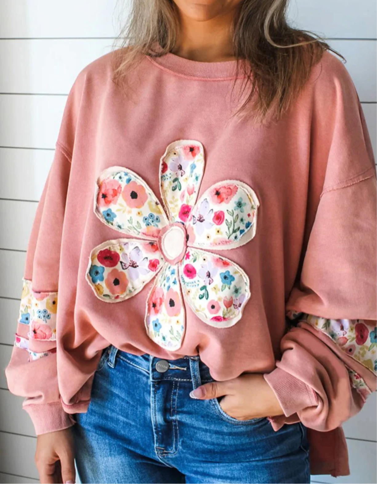 Flower Floral Appliqué Top