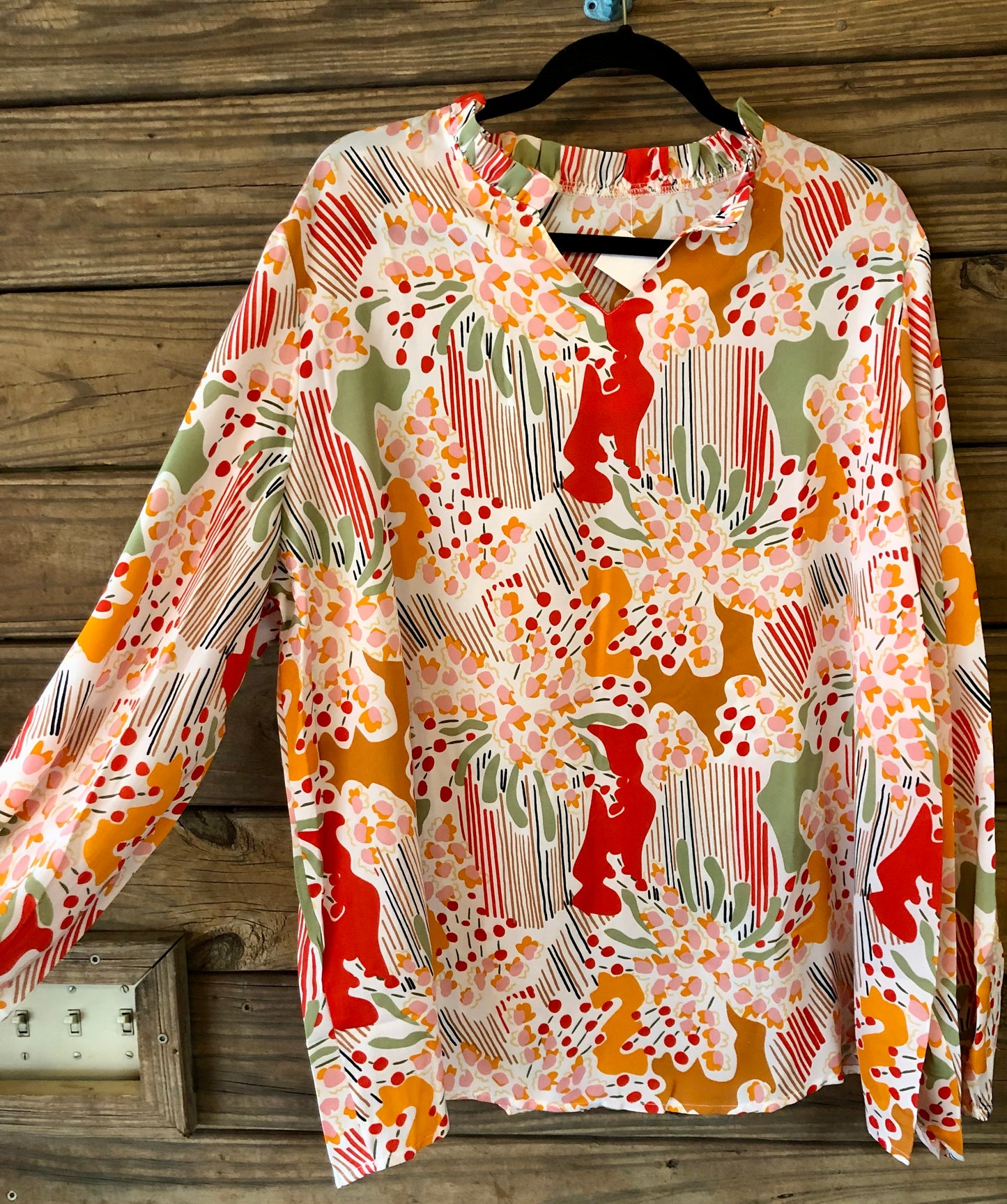 Floral Orange Mix Long Sleeve Top