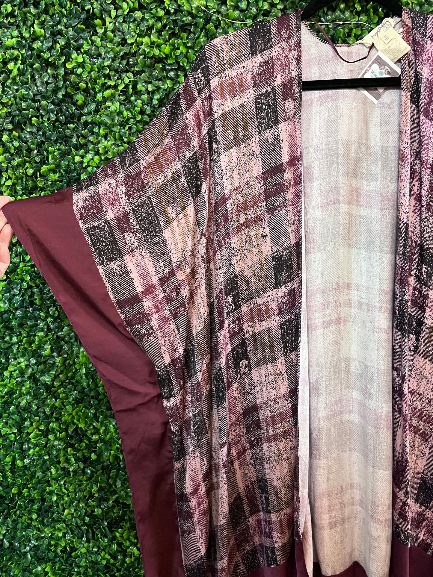 Plaid Ruana Wrap Cardigan- One Size