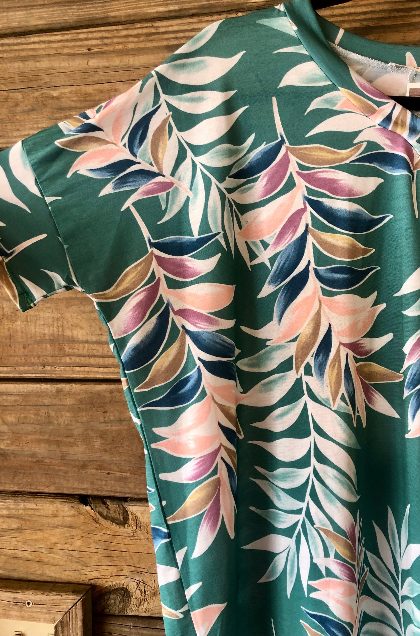 Green Tropic V Neck Top