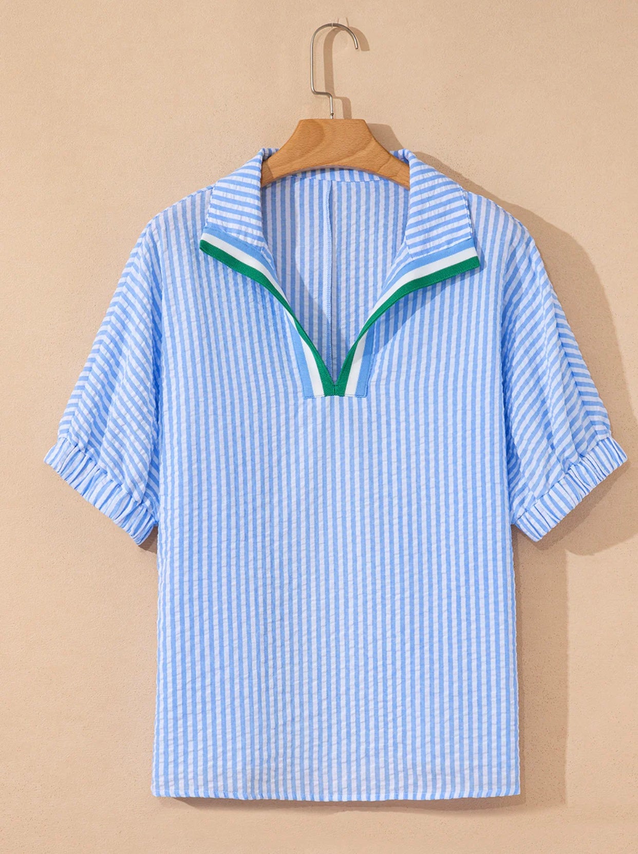 Sear-sucker Striped Top