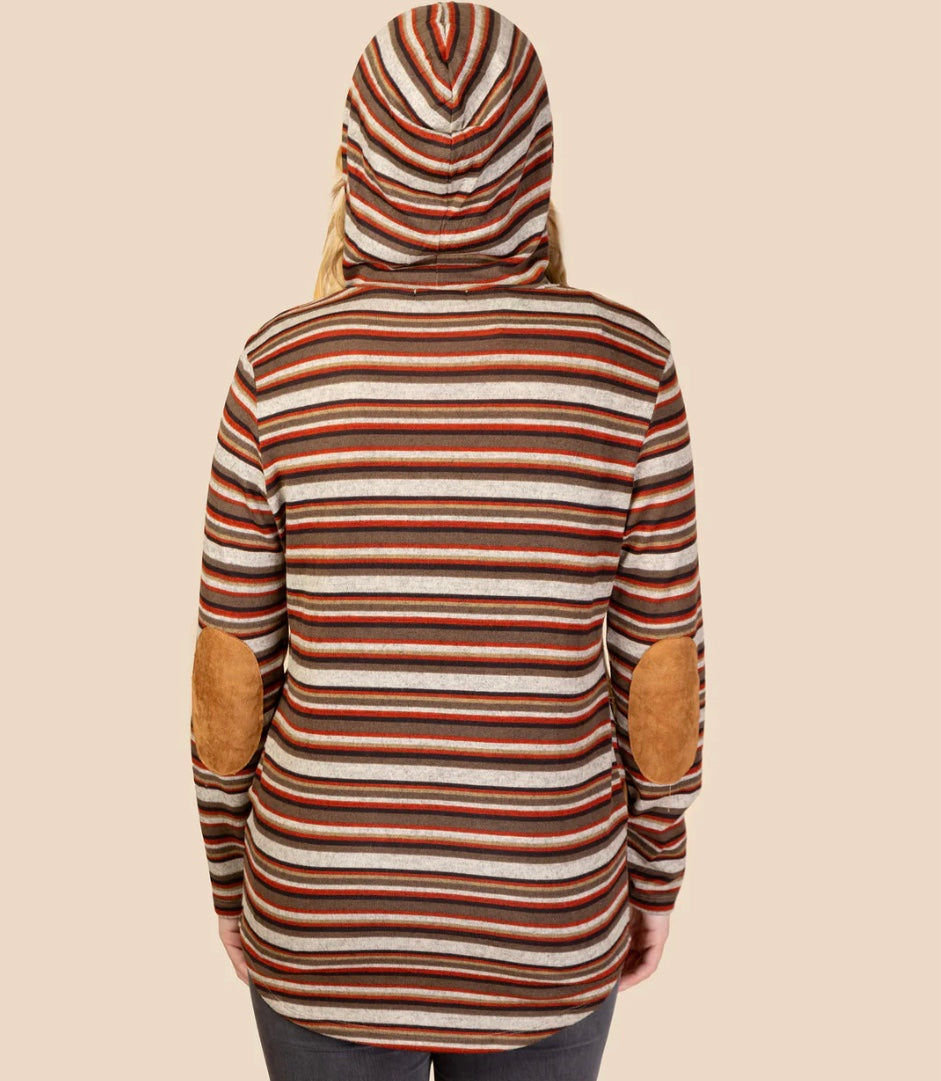 Multi Striped Hoodie with Pockets