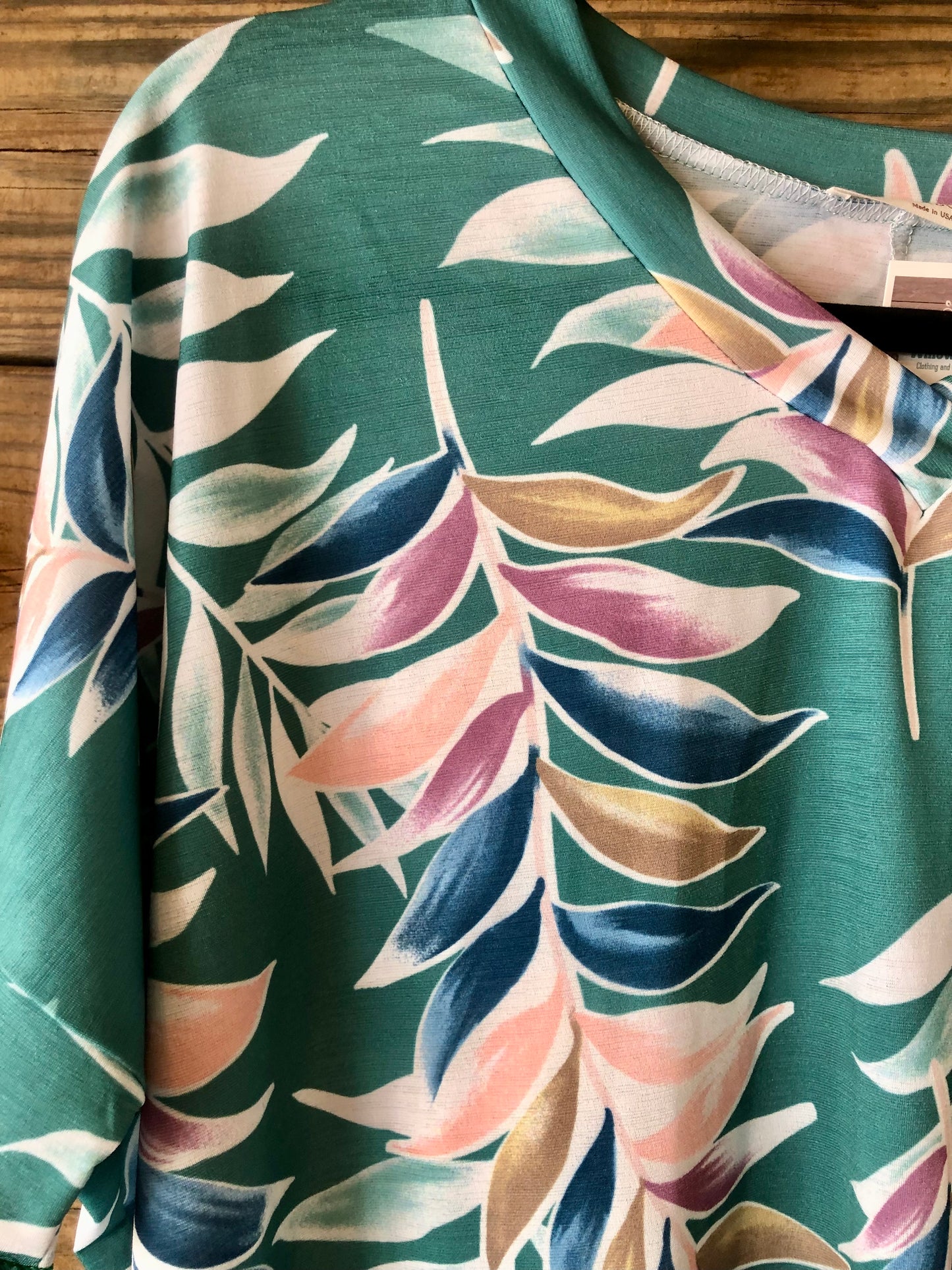 Green Tropic V Neck Top