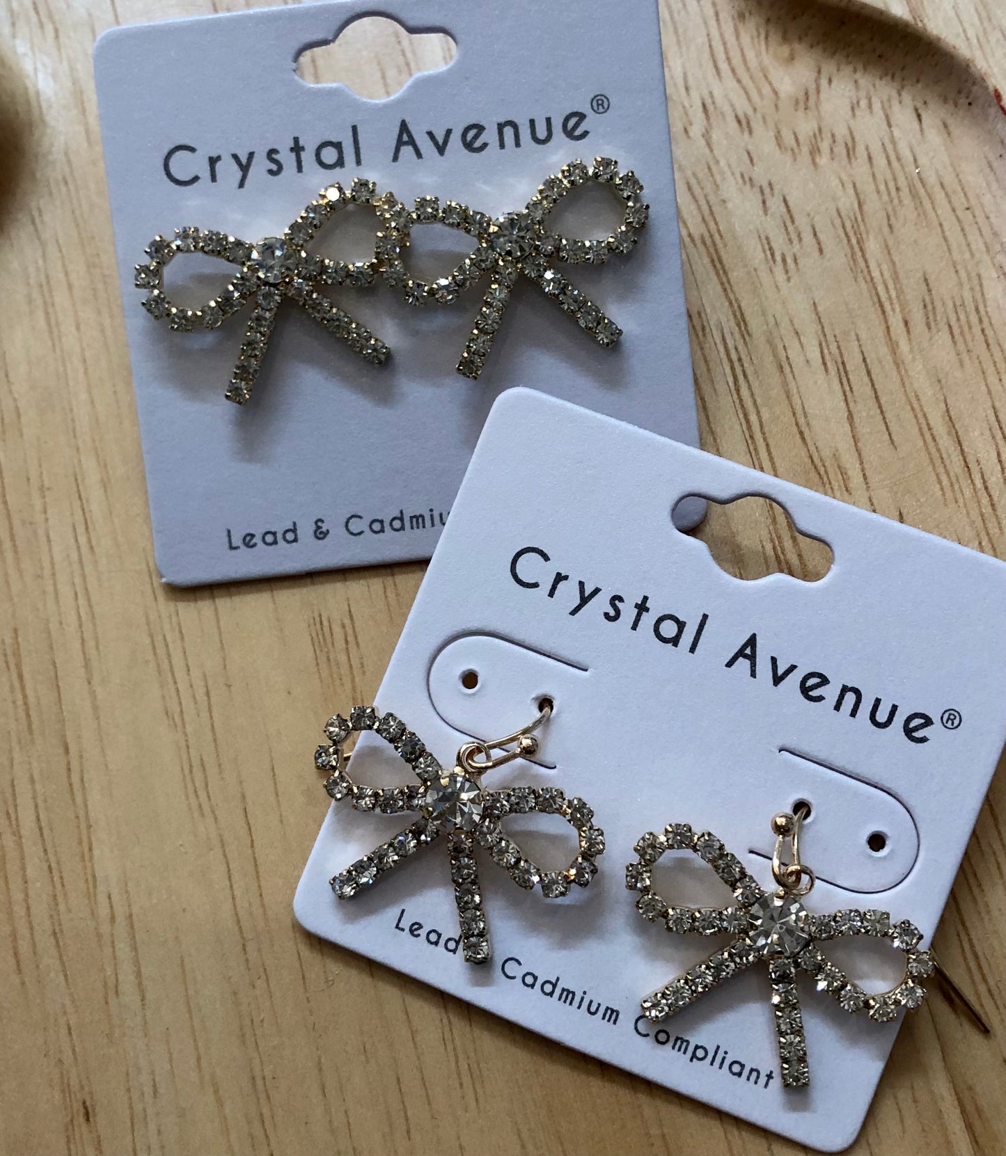 Bow Earrings Crystal & Gold