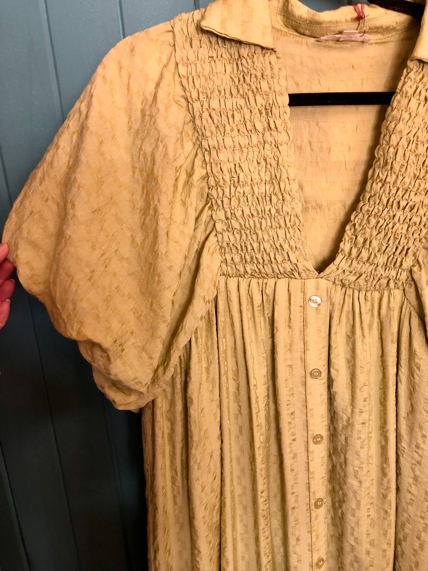 Pistachio High Waist Smocked Maxi Dress