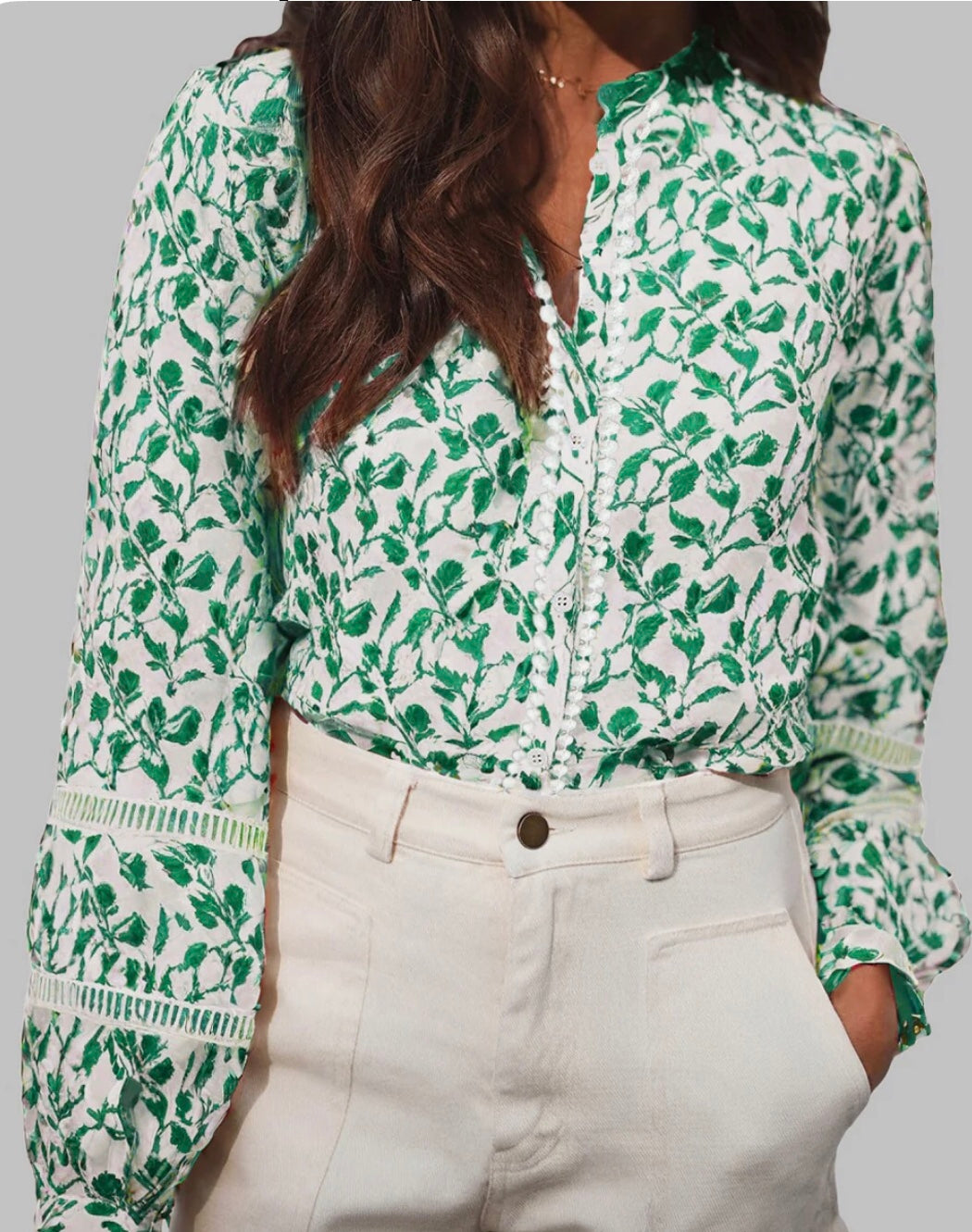 Green Ivy Floral Top