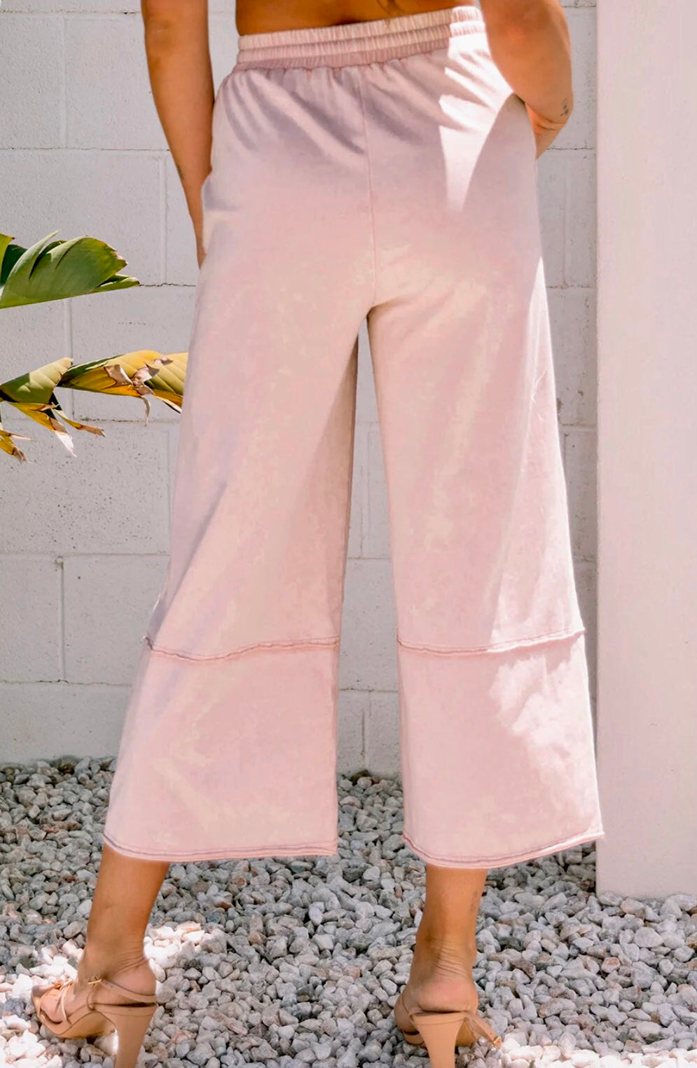 Flower Appliqué Palazzo Pants