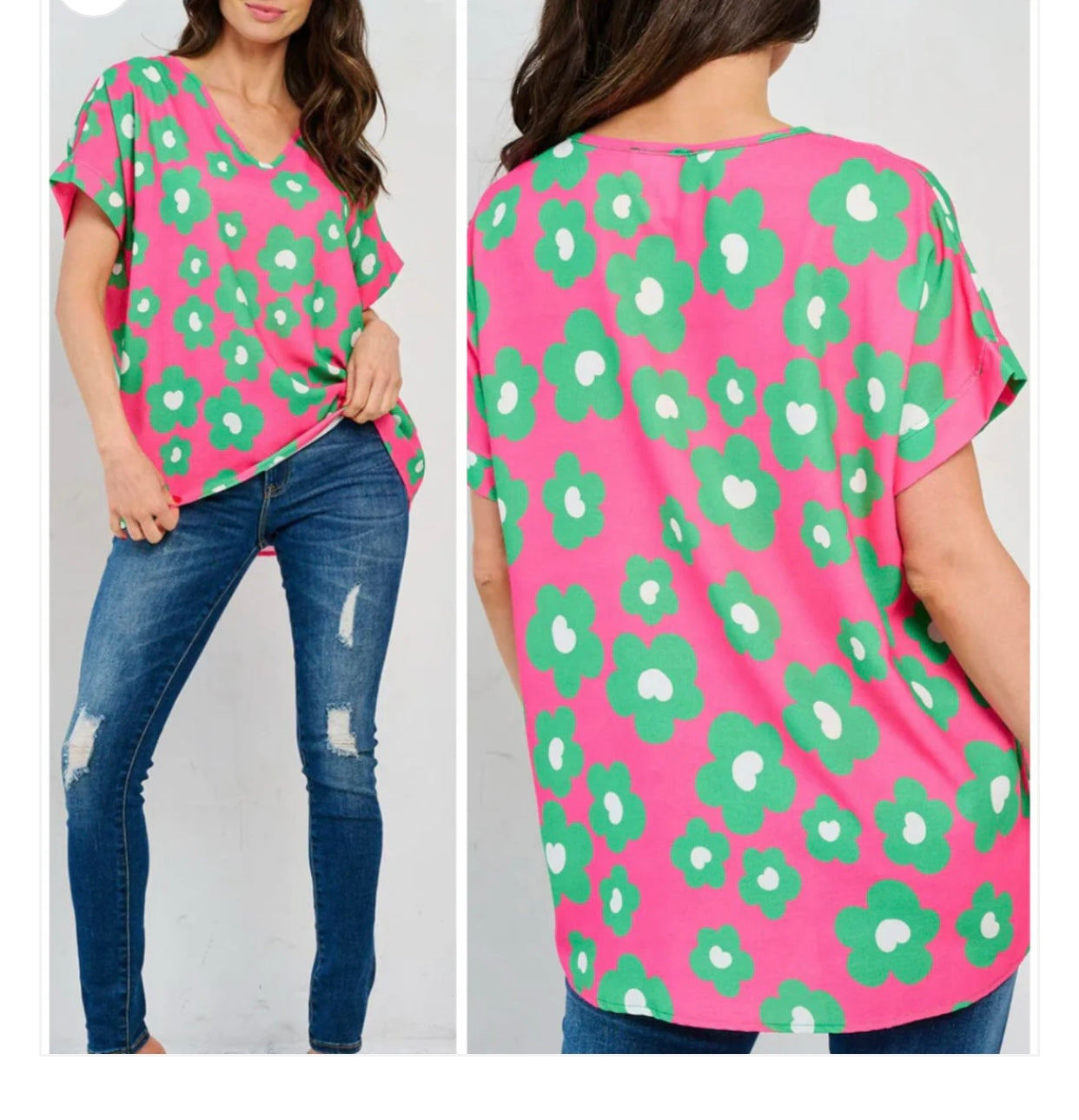 Hot Pink & Green Flower Top