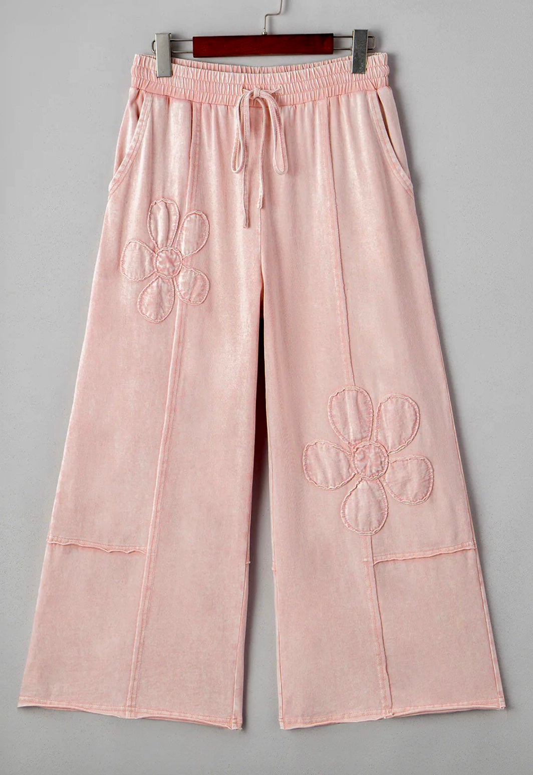 Flower Appliqué Palazzo Pants
