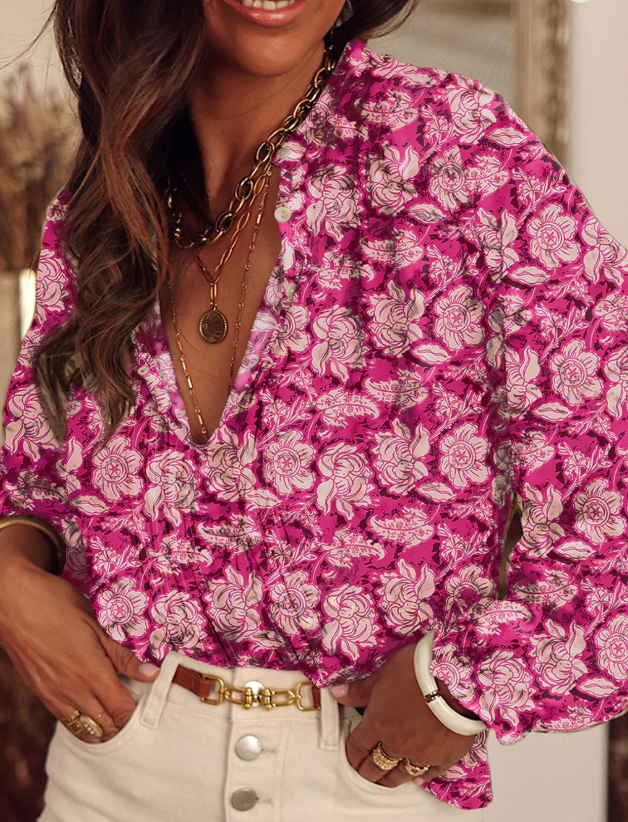 Hot Pink Floral Top