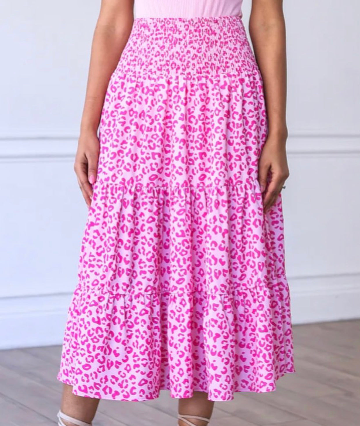 Pink Leopard Maxi Skirt