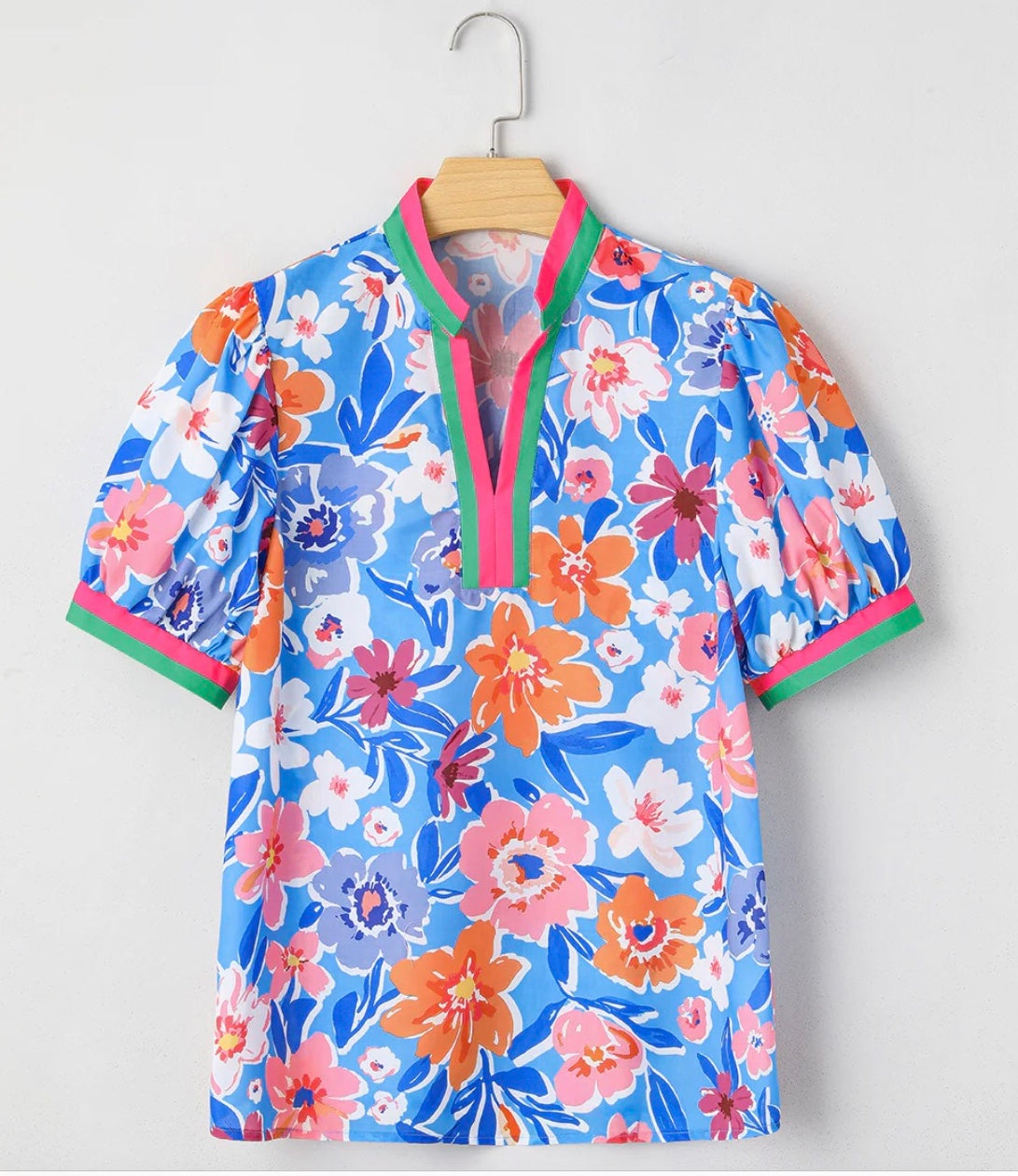 Floral Royal & Pink Mix Top