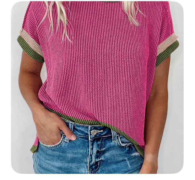 Ribbed Crew Neck Top
