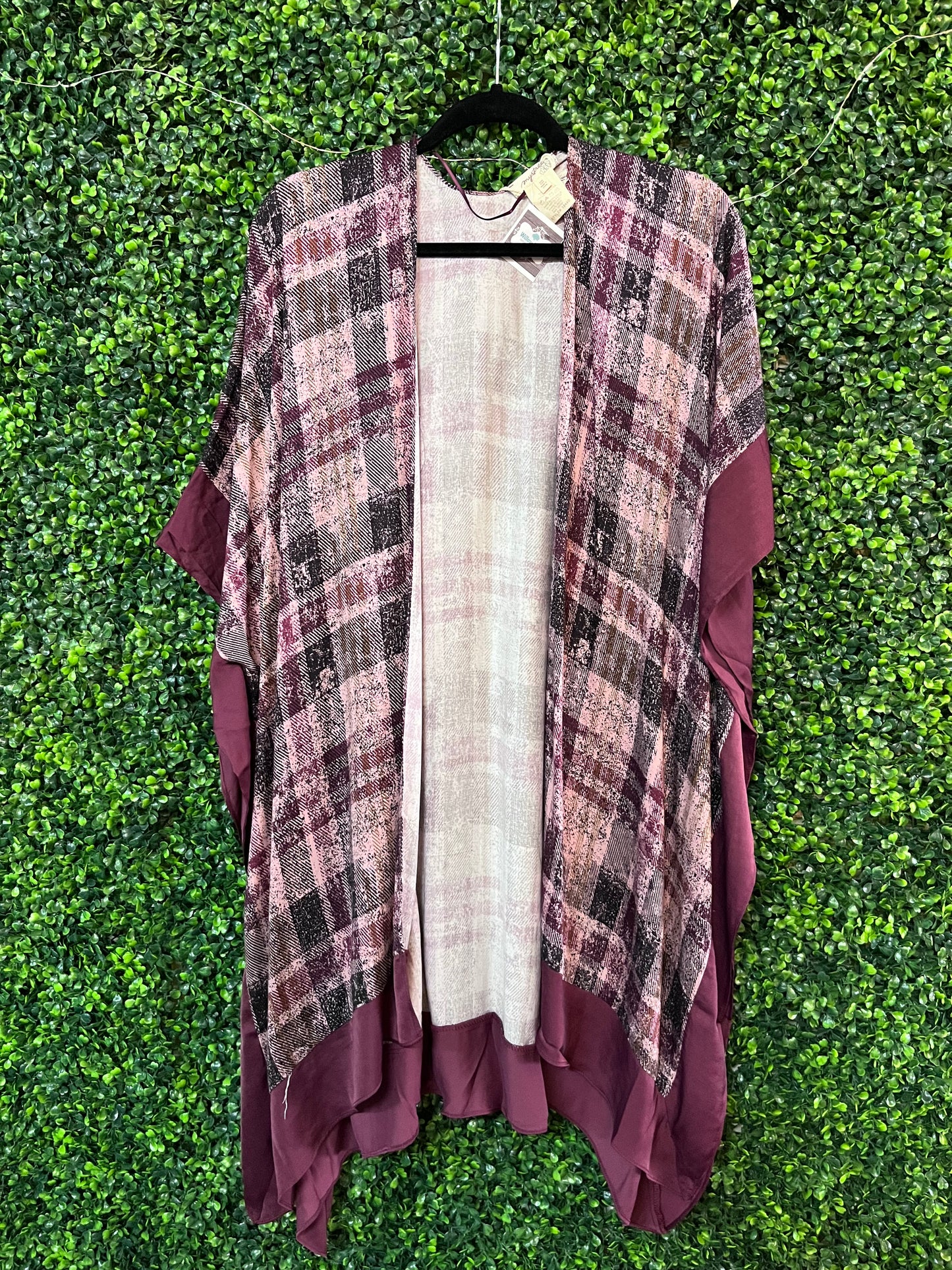 Plaid Ruana Wrap Cardigan- One Size