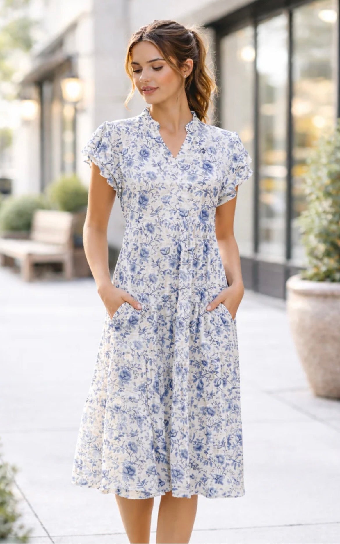 Blue Ivy Floral Tiered Midi Dress