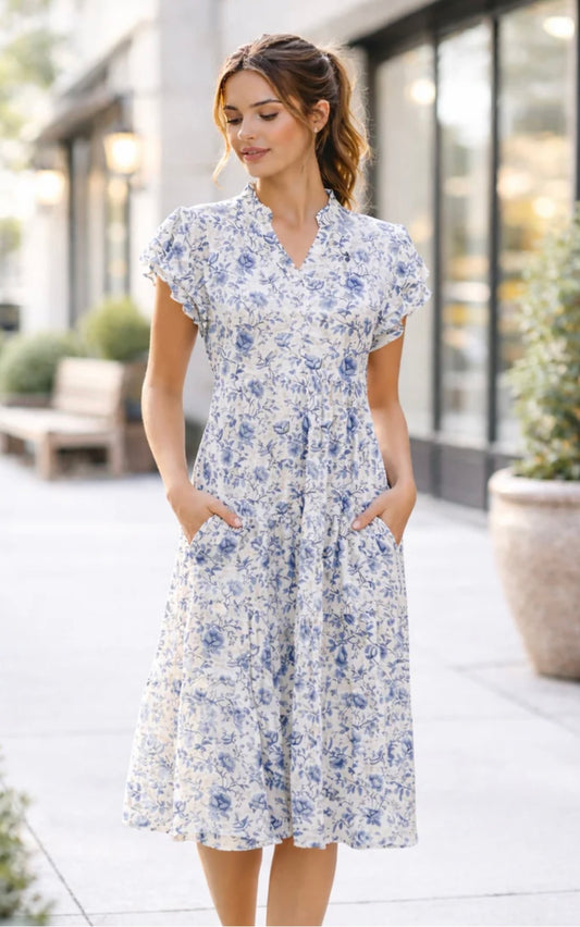 Blue Ivy Floral Tiered Midi Dress