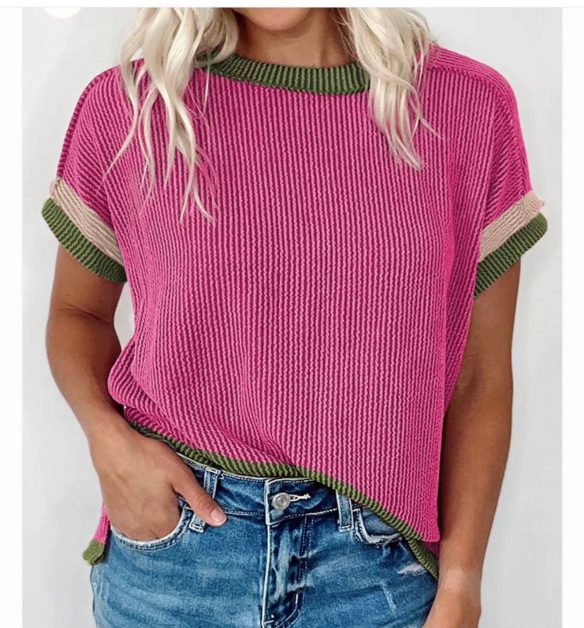 Ribbed Crew Neck Top
