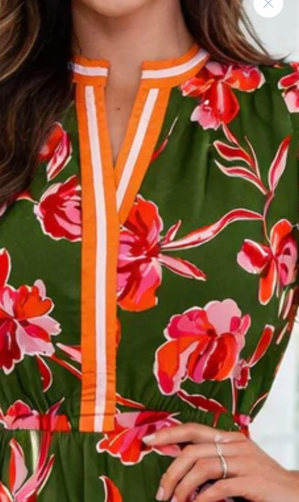 Floral Green & Coral Maxi Dress