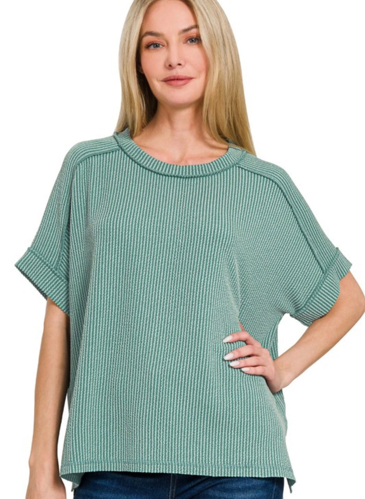 Ribbed Crew Neck Top