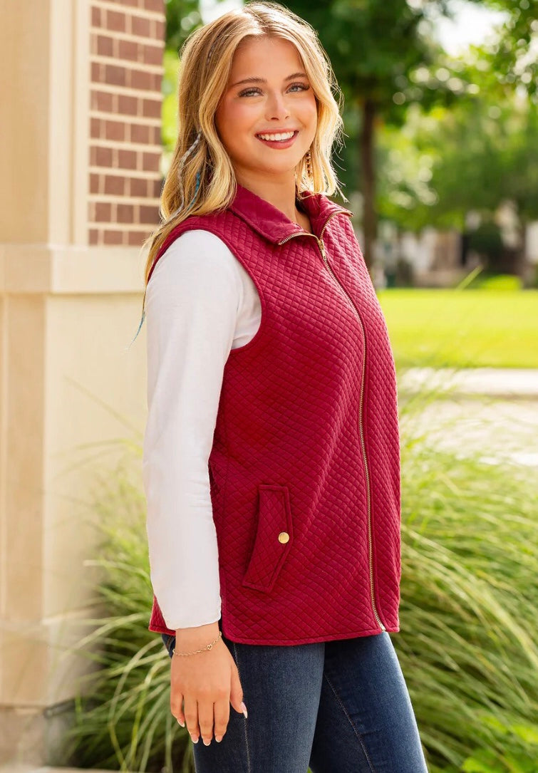 Quilted Zip Up Vest with Pockets