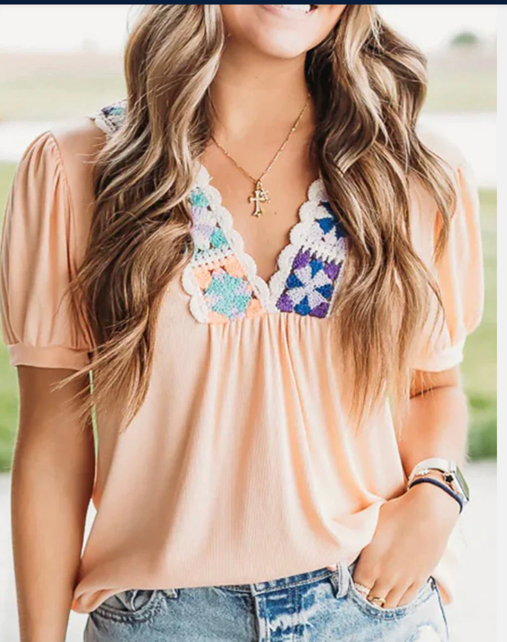 Crochet Puff Sleeve Top