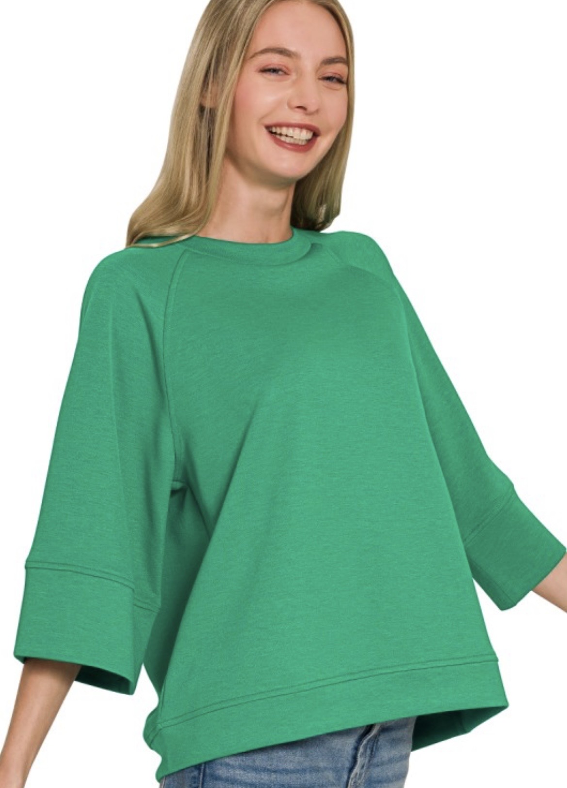 Scuba 3/4 Sleeve Pullover Top