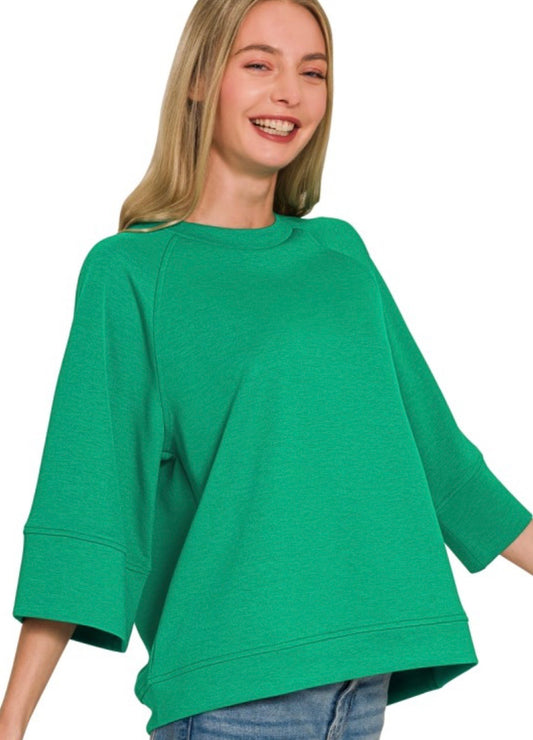 Scuba 3/4 Sleeve Pullover Top