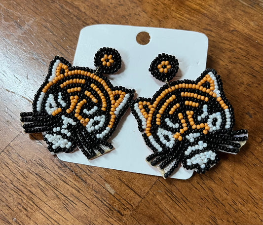 Beaded Tiger Earrings