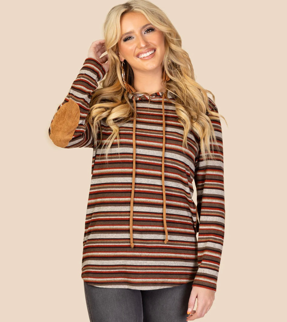 Multi Striped Hoodie with Pockets