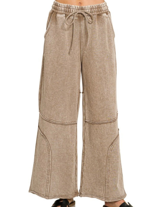 Exposed Seam Acid Snow Wash Flare Pants