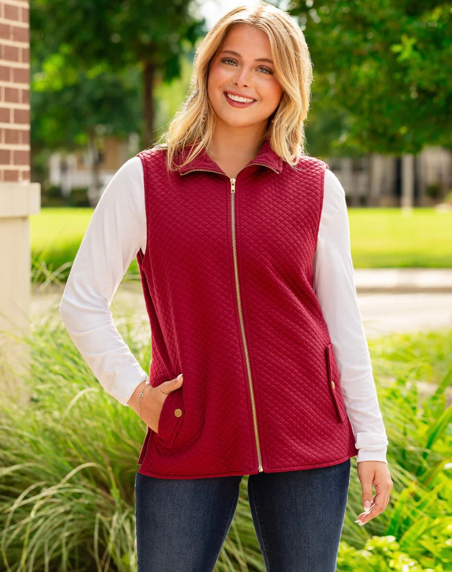 Quilted Zip Up Vest with Pockets