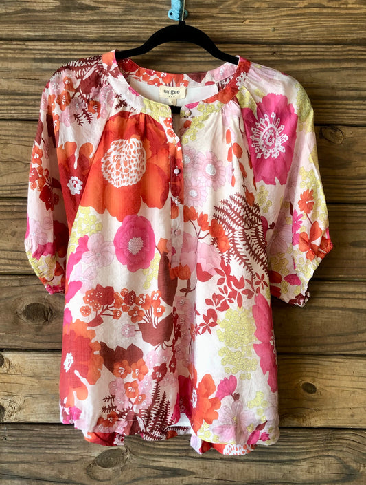 Floral Pink & Orange Top