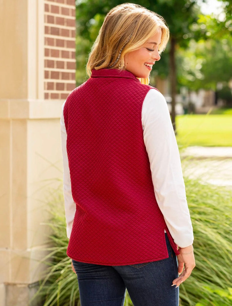 Quilted Zip Up Vest with Pockets