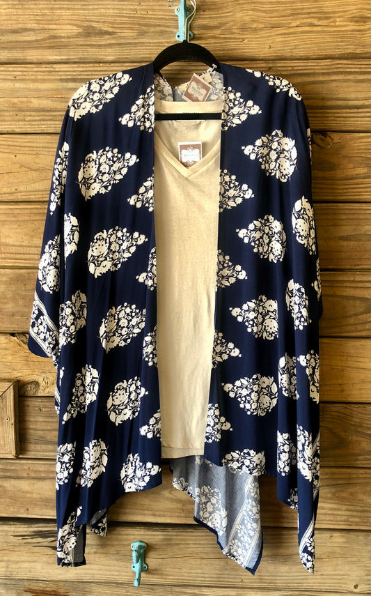 Navy Floral Kimono