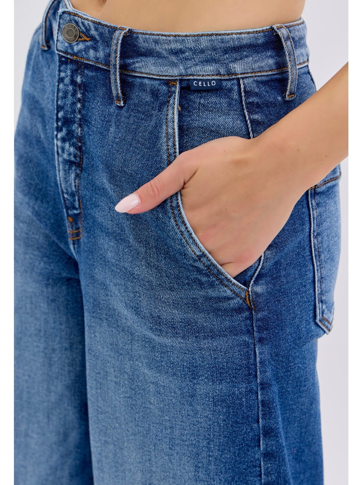 Cello High Rise Wide Leg Button Up