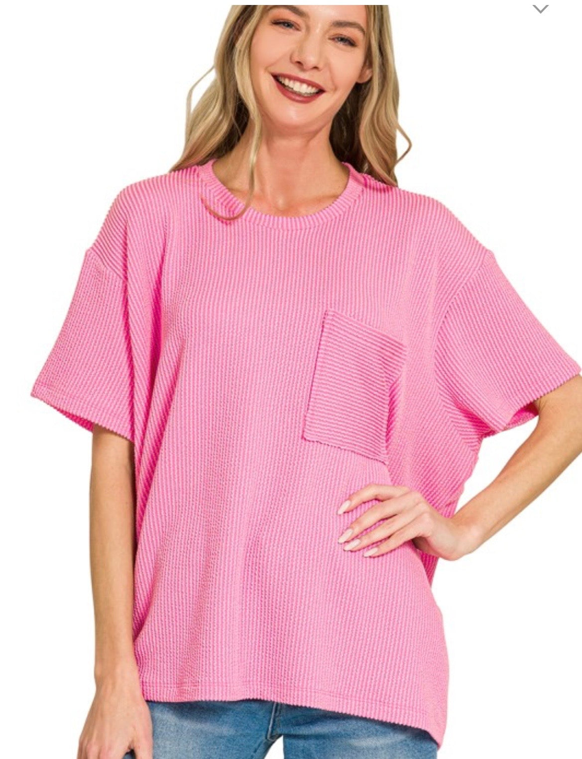 Ribbed Crew Neck Top