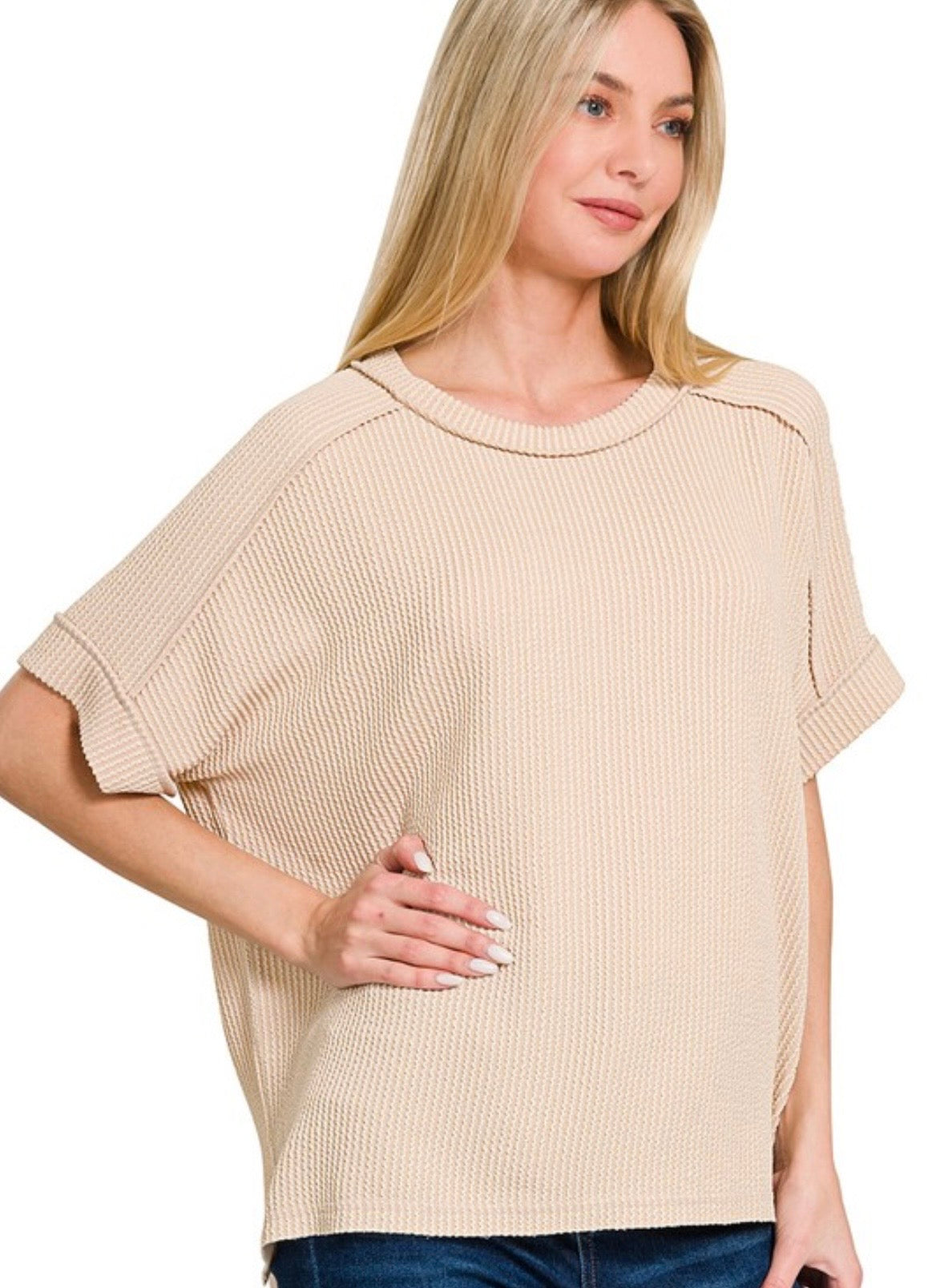 Ribbed Crew Neck Top