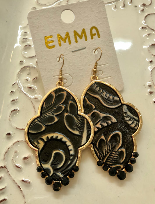 Leather & Gold Earrings