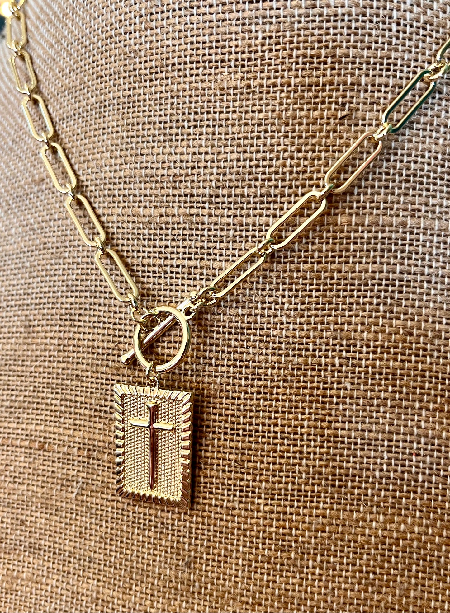 Cross Necklace with Paperclip Chain