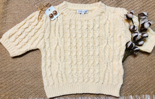 Cable Knit Short Sleeve Sweater
