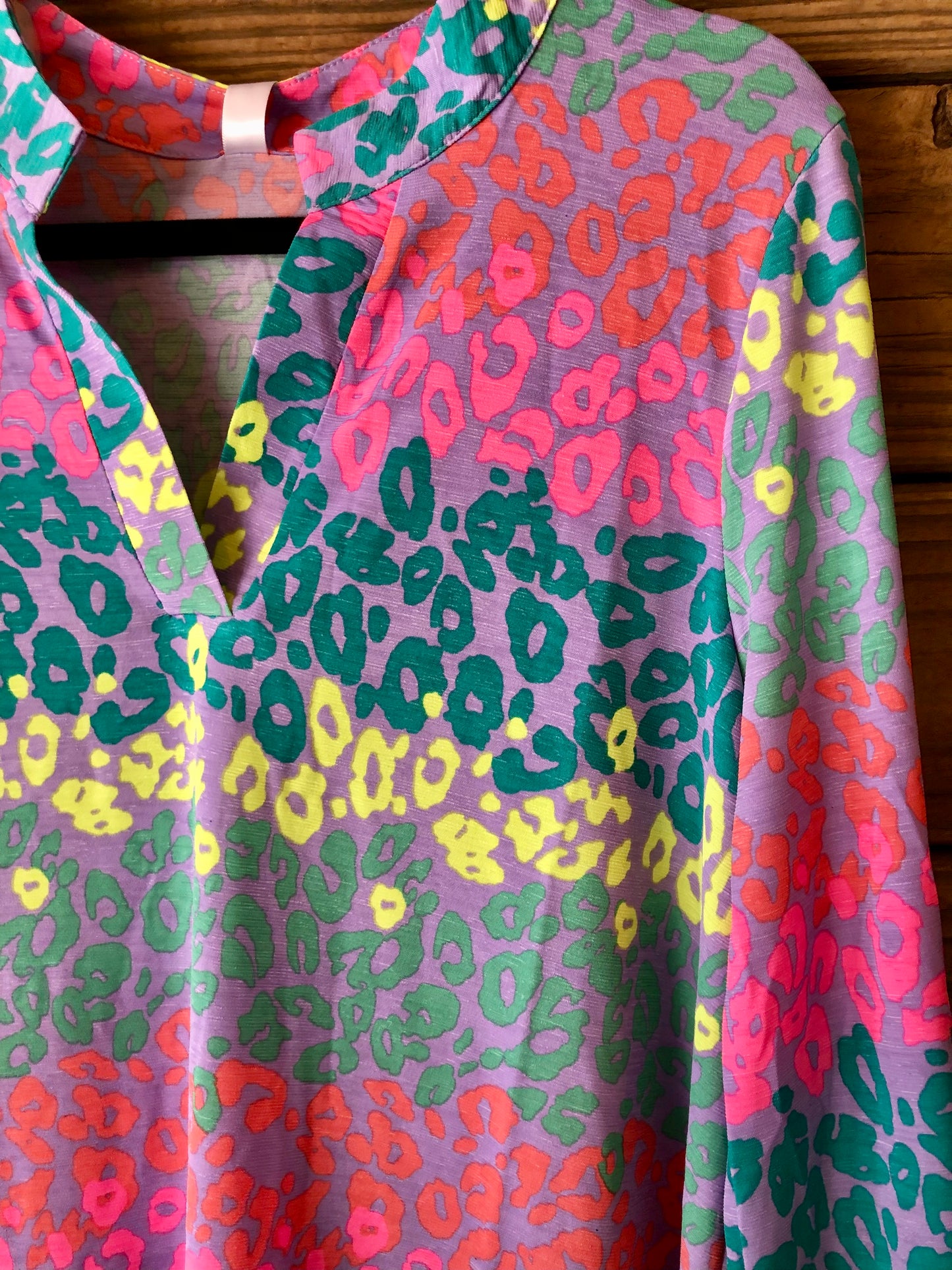 Multi Color Leopard Top V Neck