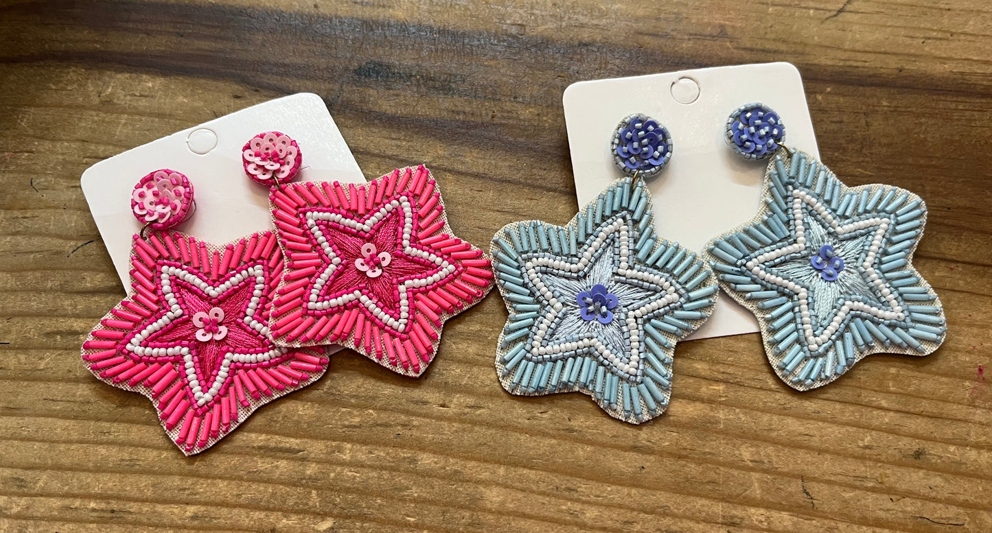 Beaded Star Earrings
