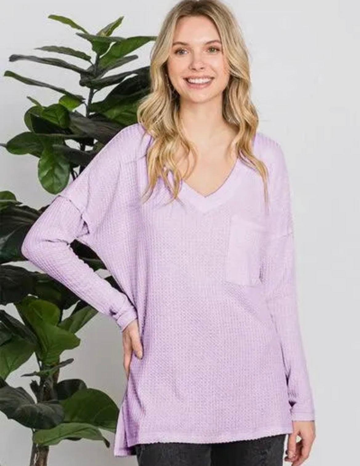 Long Sleeve Waffle Top