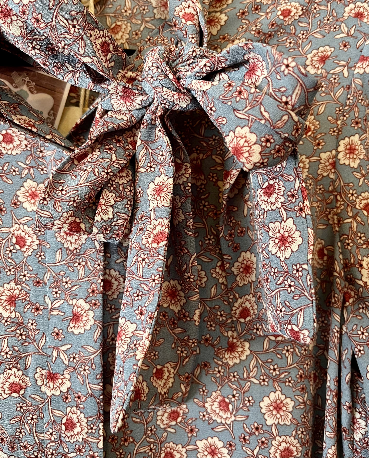 Floral Tie Front Long Sleeve Top