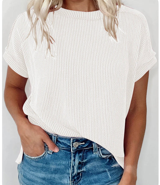 Ribbed Crew Neck Top
